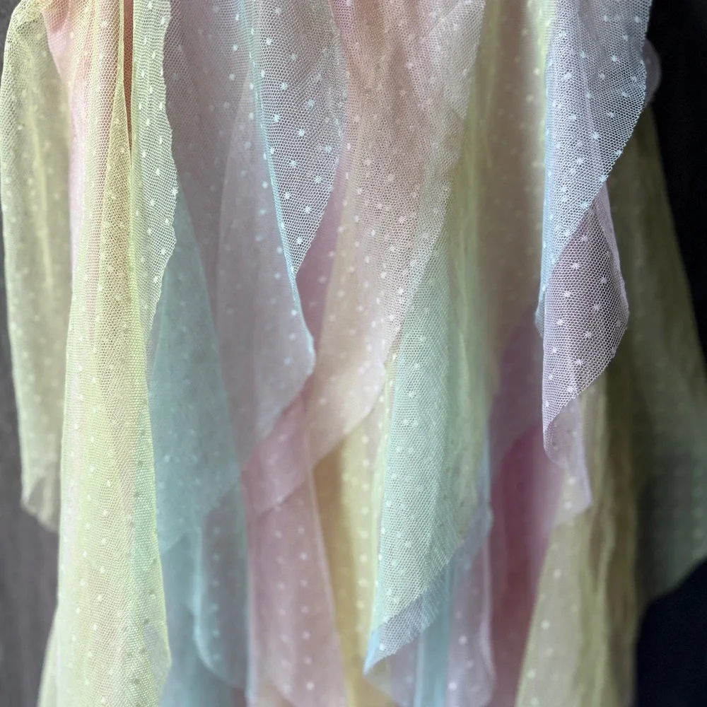 Tahari Tulle Ruffle Dress Girls Size 7 Pastel Rainbow Rhinestone Fairycore Party